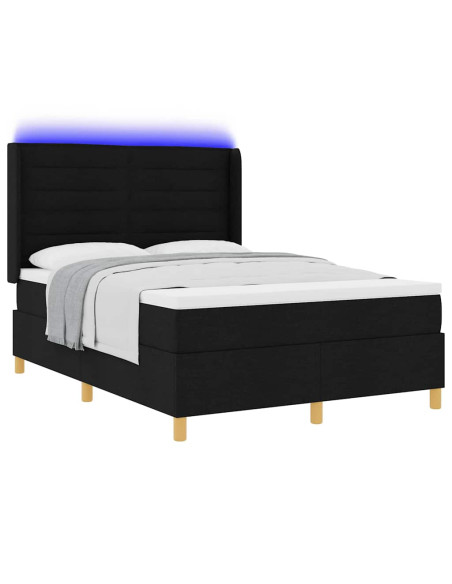 Letto a molle con materasso Nero 140 x 200 cm Tessuto