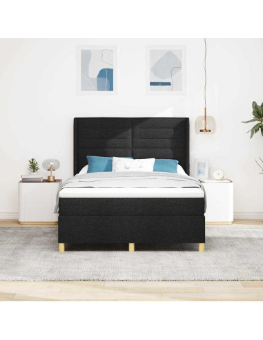Letto a molle con materasso Nero 140 x 200 cm Tessuto