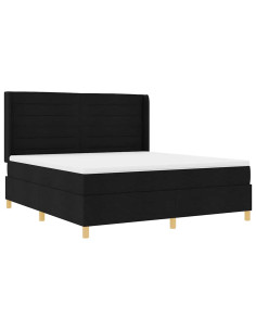 Letto a molle con materasso Nero 140 x 200 cm Tessuto 2