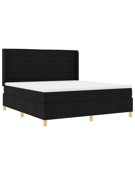 Letto a molle con materasso Nero 140 x 200 cm Tessuto