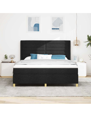Letto a molle con materasso Nero 140 x 200 cm Tessuto