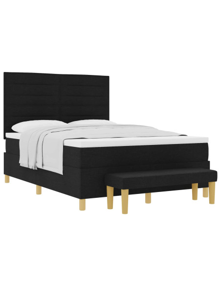 Letto a molle con materasso Nero 160 x 200 cm Tessuto