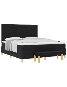 Letto a molle con materasso Nero 180 x 200 cm Tessuto 2