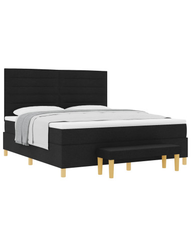 Letto a molle con materasso Nero 180 x 200 cm Tessuto