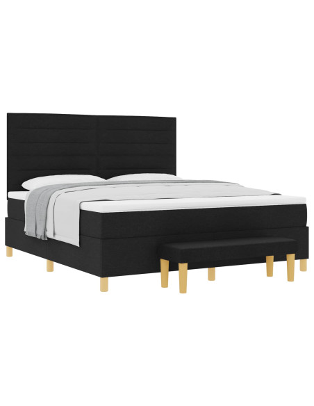 Letto a molle con materasso Nero 180 x 200 cm Tessuto