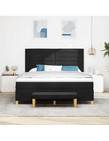 Letto a molle con materasso Nero 180 x 200 cm Tessuto