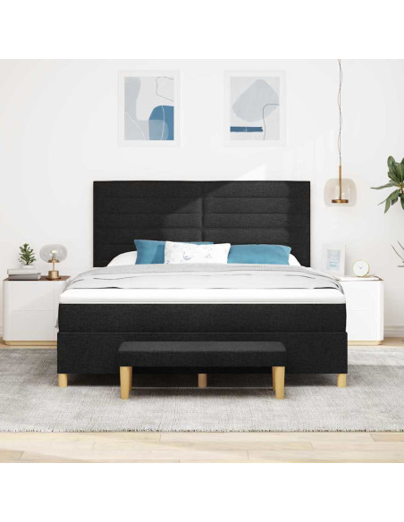 Letto a molle con materasso Nero 180 x 200 cm Tessuto