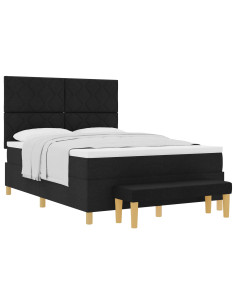 Letto a molle con cuscino Nero 200 x 160 cm Tessuto 2