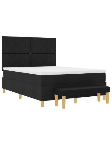 Letto a molle con cuscino Nero 200 x 160 cm Tessuto