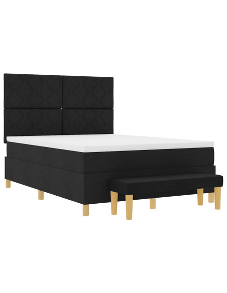 Letto a molle con cuscino Nero 200 x 160 cm Tessuto