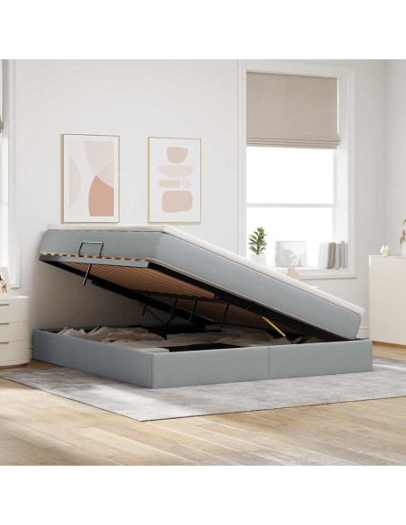 Letto con contenitore e materasso Grigio chiaro 160 x 200 cm