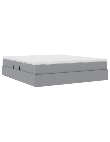 Letto con contenitore e materasso Grigio chiaro 160 x 200 cm