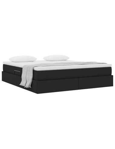 Letto con contenitore e materasso Nero 160 x 200 cm Poliestere