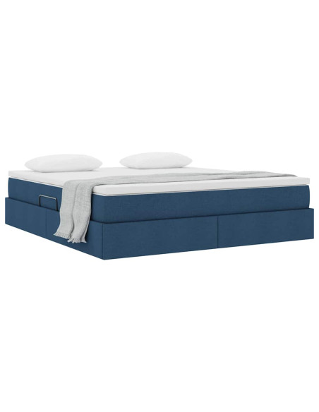 Letto con contenitore e materasso Blu 160 x 200 cm Poliestere