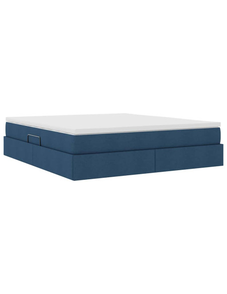 Letto con contenitore e materasso Blu 160 x 200 cm Poliestere