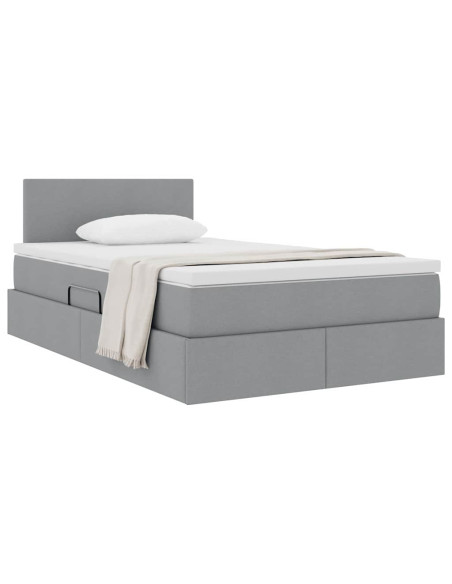 Letto con contenitore e materasso Grigio chiaro 120 x 190 cm