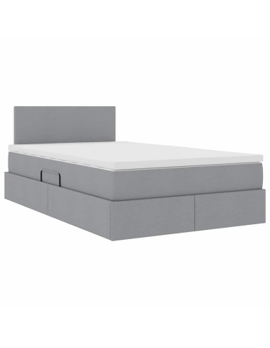 Letto con contenitore e materasso Grigio chiaro 120 x 190 cm