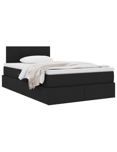 Letto con contenitore e materasso Nero 120 x 190 cm