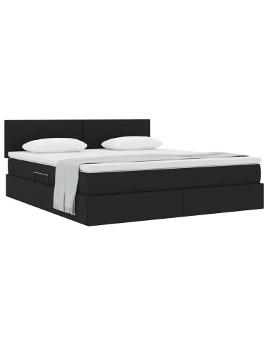 Letto con contenitore e materasso Nero 160 x 200 cm