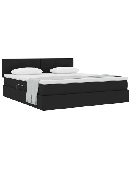 Letto con contenitore e materasso Nero 160 x 200 cm