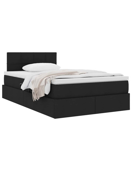 Letto con contenitore e materasso Nero 120 x 190 cm