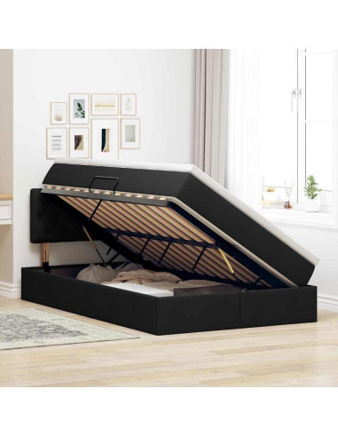 Letto con contenitore e materasso Nero 120 x 190 cm