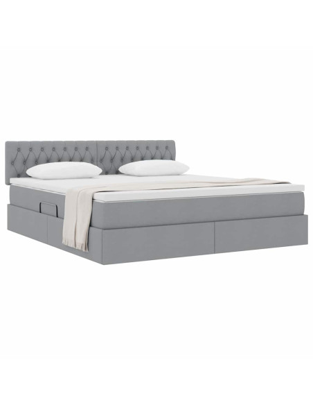 Letto con contenitore e materasso Grigio chiaro 160 x 200 cm