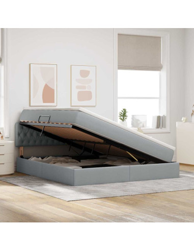 Letto con contenitore e materasso Grigio chiaro 160 x 200 cm