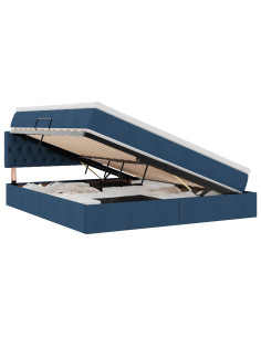 Letto con contenitore e materasso con testiera Blu 160 x 200 cm 2