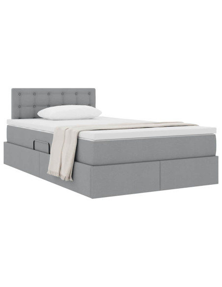Letto con contenitore e materasso Grigio chiaro 120 x 190 cm