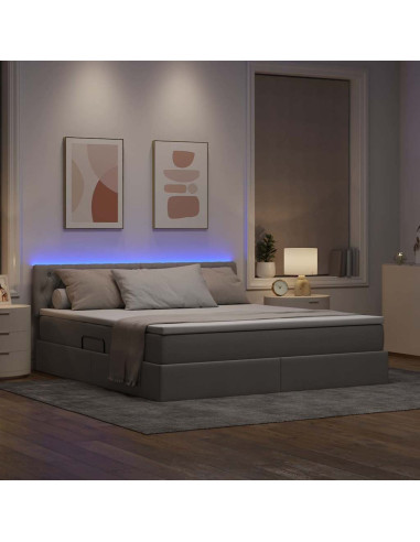 Letto con contenitore e LED con led Talpa 160 x 200 cm Tessuto