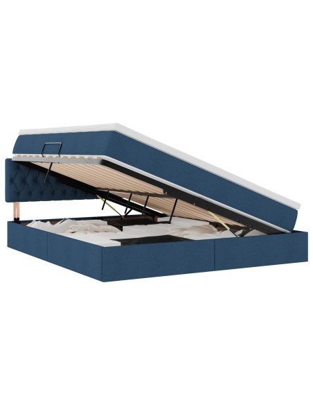 Letto con contenitore e LED con led Blu 180 x 200 cm Tessuto