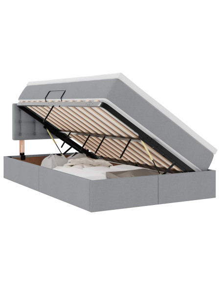 Letto con contenitore e LED Grigio chiaro 120 x 190 cm Tessuto