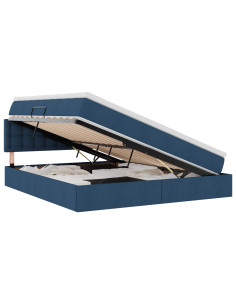Letto con contenitore e LED con led Blu 180 x 200 cm Tessuto 2
