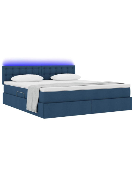 Letto con contenitore e LED con led Blu 180 x 200 cm Tessuto