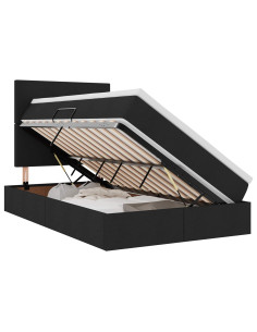 Letto con contenitore e materasso Nero 120 x 190 cm Tessuto 2