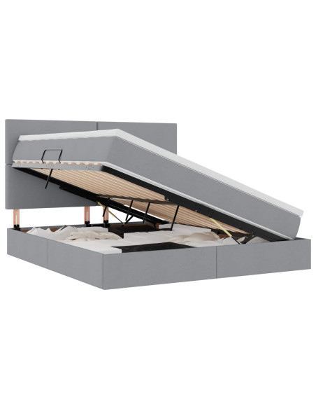 Letto con contenitore e materasso Grigio chiaro 160 x 200 cm