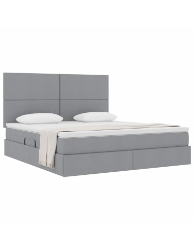 Letto con contenitore e materasso Grigio chiaro 160 x 200 cm