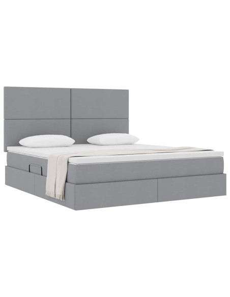 Letto con contenitore e materasso Grigio chiaro 160 x 200 cm