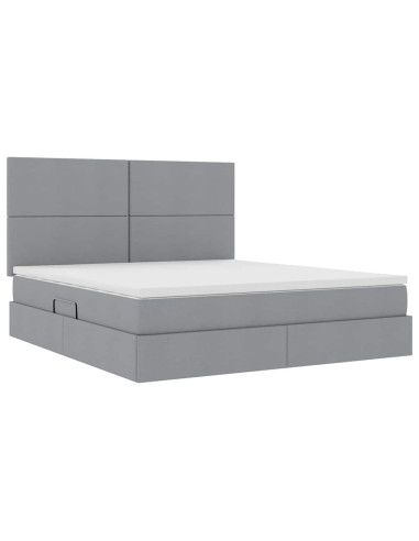 Letto con contenitore e materasso Grigio chiaro 160 x 200 cm