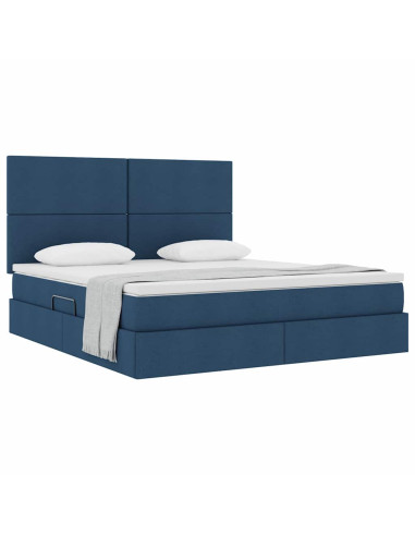 Letto con contenitore e materasso Blu 180 x 200 cm Poliestere