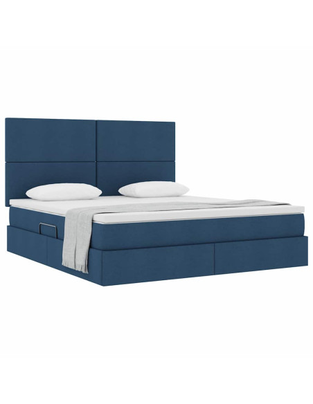 Letto con contenitore e materasso Blu 180 x 200 cm Poliestere