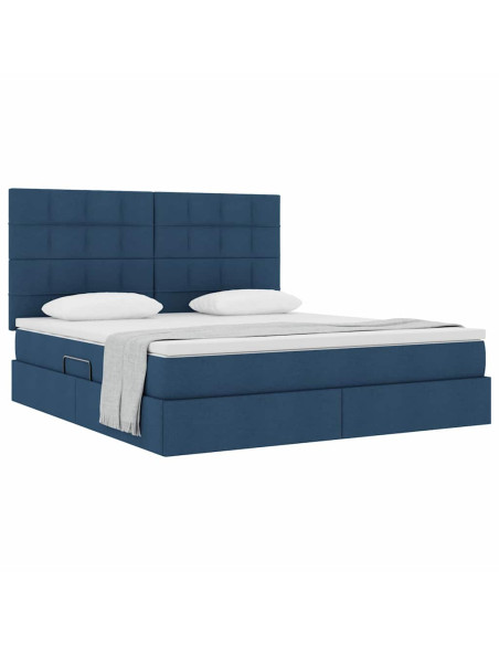 Letto con contenitore e materasso Blu 180 x 200 cm Poliestere