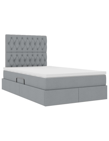 Letto con contenitore e materasso Grigio chiaro 120 x 190 cm