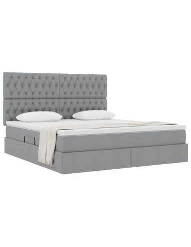 Letto con contenitore e materasso Grigio chiaro 160 x 200 cm