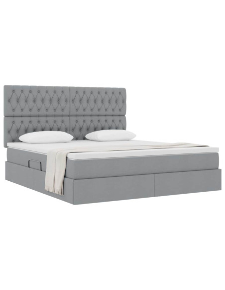 Letto con contenitore e materasso Grigio chiaro 160 x 200 cm