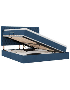 Letto con contenitore e materasso Blu 160 x 200 cm Poliestere 2