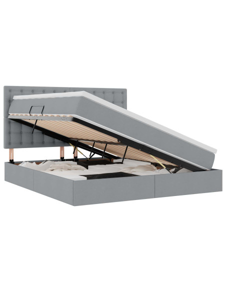 Letto con contenitore e materasso Grigio chiaro 160 x 200 cm