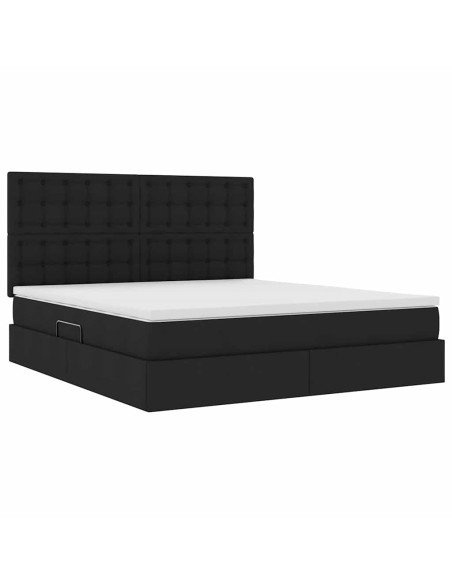 Letto con contenitore e materasso Nero 160 x 200 cm Poliestere