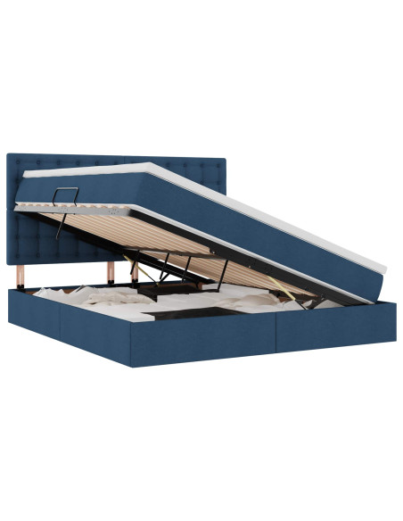 Letto con contenitore e materasso Blu 160 x 200 cm Poliestere